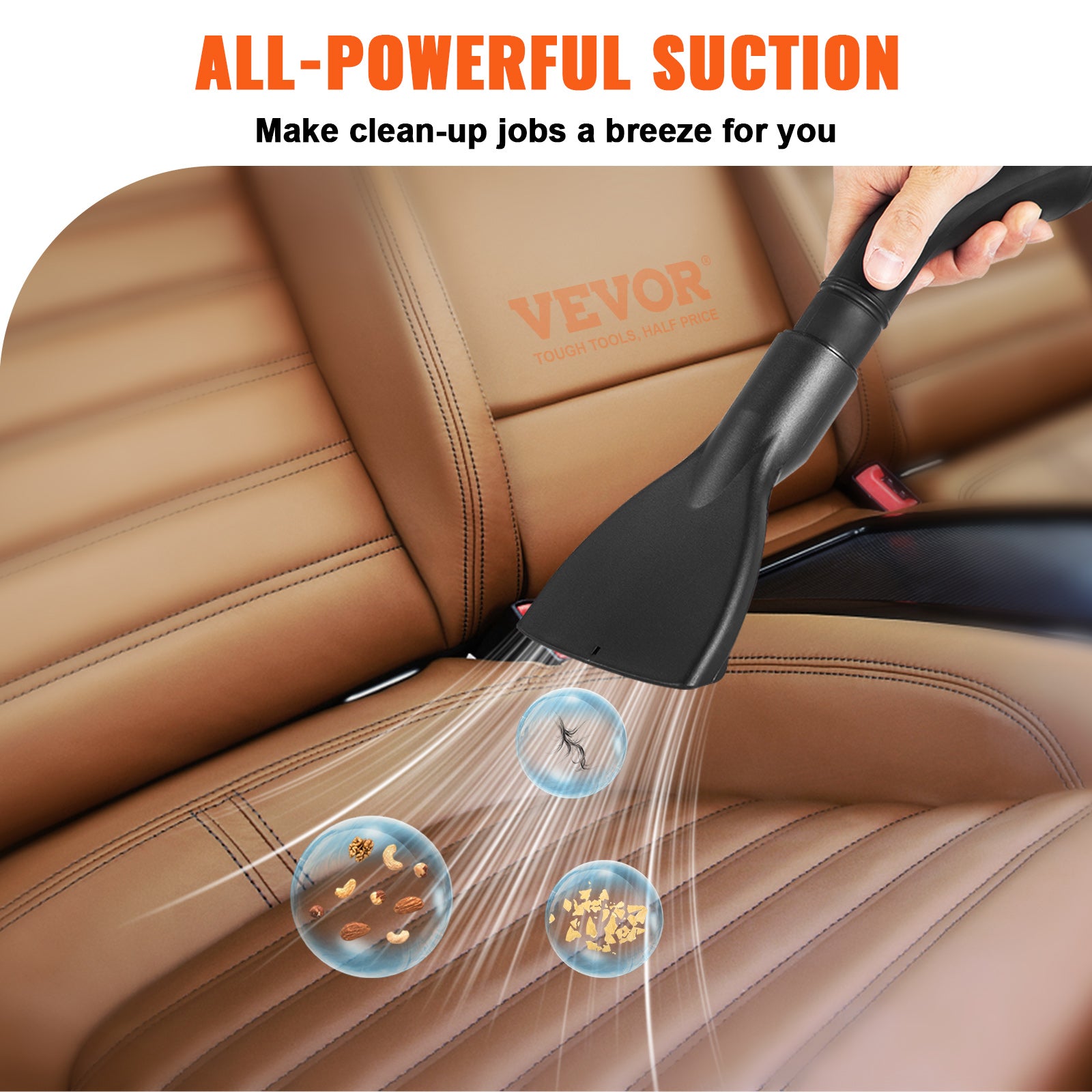 VEVOR Wet Dry Vac, 2.6 Gallon, 2.5 Peak HP, 3 In 1 Shop Vacuum With Blowing Function, Portable With Attachments To Clean Floor, Upholstery, Gap, Car, ETL Listed, Yellow